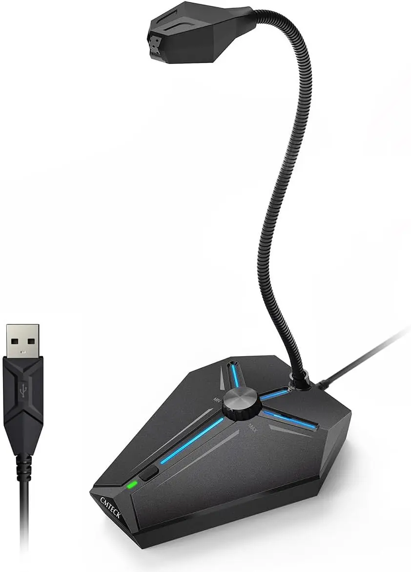 میکروفون رایانه Cmteck ، G006PLUS USB دسکتاپ PC لپ تاپ میکروفون ، دکمه بی صدا با نشانگرهای LED ، سازگار با Windows/Mac (با دستگیره حجم)