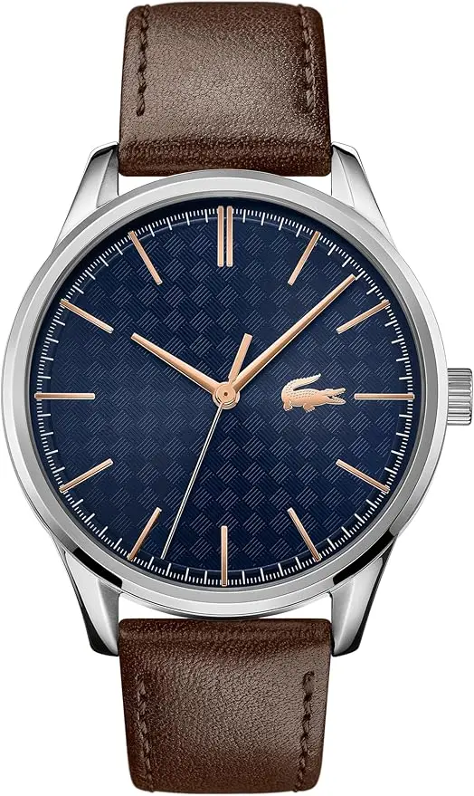 Lacoste Men's Blue Dial Brown Leather Watch - 2011046